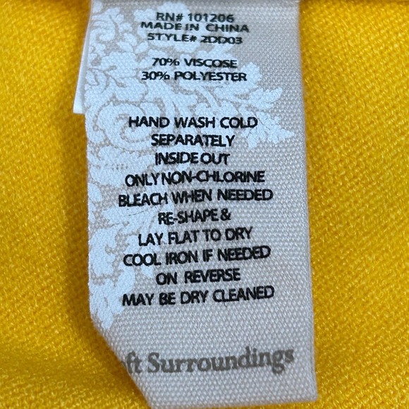 Soft Surroundings Yellow Tropical Bird of Paradise Knit Sweater 1/2 Sleeve Med - Picture 9 of 9